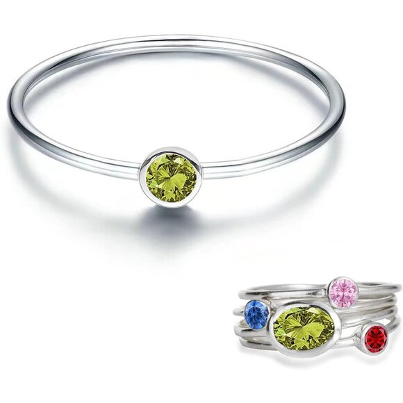 Women's Set Mother Ring with Birthstone Stackable Jewelry Gifts for Wife - Picture 1 of 6